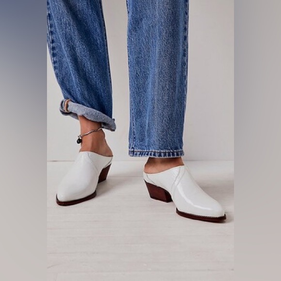 Free People Shoes - New Free People New Frontier White Patent Western Cowboy Boot Mule Shoe 7.5/37.5